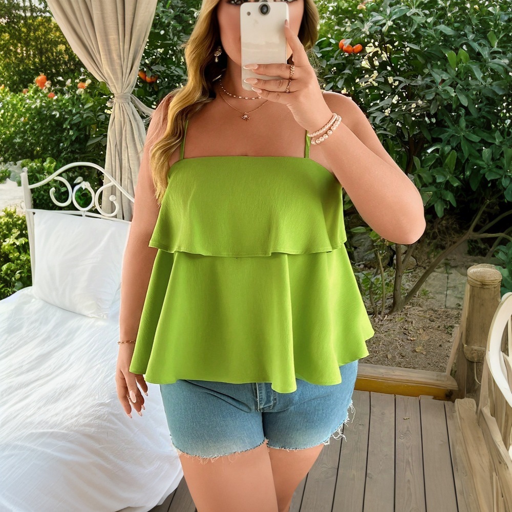 Large Size Womens Simple and Fresh Style Vest Summer New Style Casual Design Camisole Top