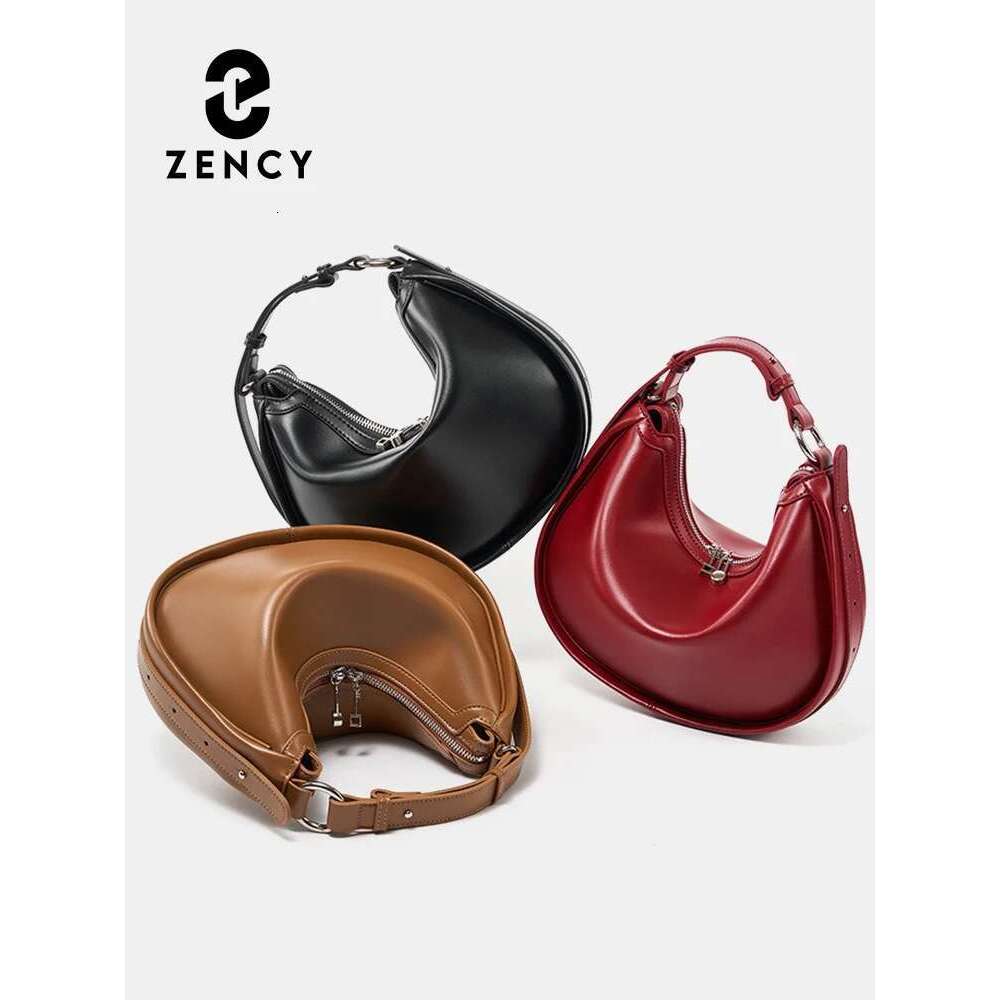 Zency Designer Bags Hobo For Women Underarm Genuine Leather Shoulder Crossbody Bag High Quality Handbag Birthday Gift