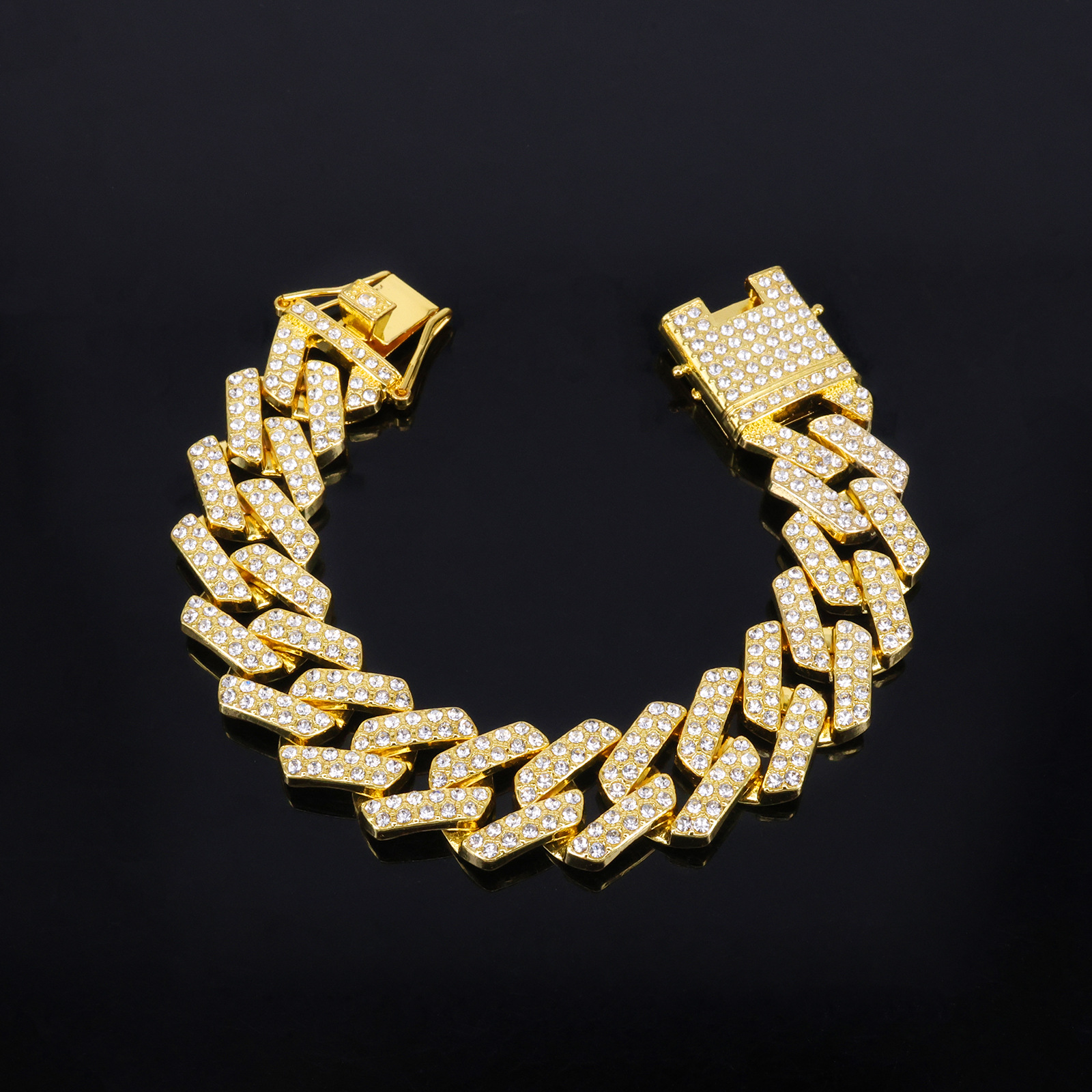 20mm European North American Style Iced Out Diamond Alloy Men's Cuban Link Necklace, Luxury Hip Hop Bling Chain, Cool Streetwear Jewelry