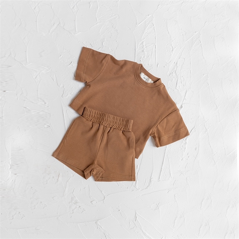 2pcs Kids Basic Tracksuits Summer Solid Baby Boy Sport Outfits Children Clothes Sets T-Shirt Shorts Set for Toddler Girls 250515
