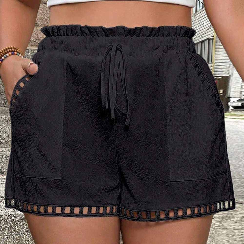 Plus Size Womens Three Part Casual Pants Summer New Item Pocket Design Sense Niche High Waisted Shorts