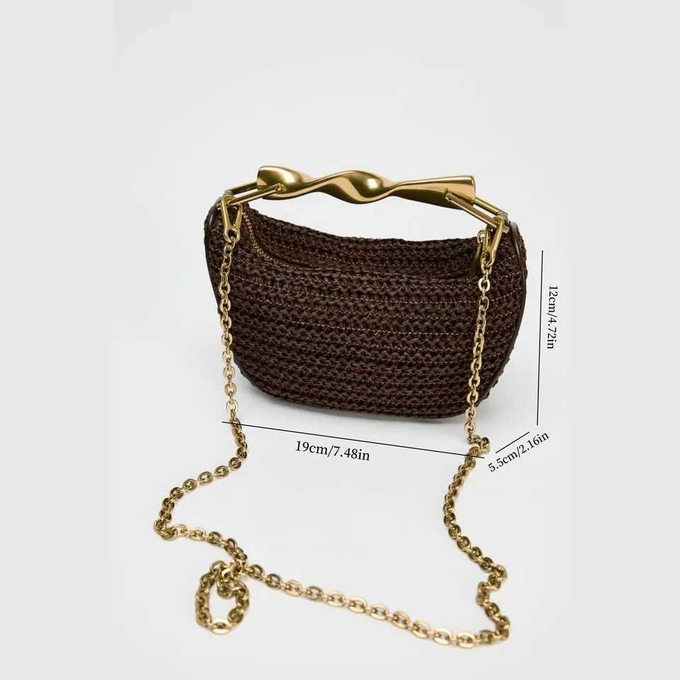 Summer Half-Moon Beach Straw Shoulder Bags Womens Straw Bucket Bag Purse Woven Straw Handbags Casual Tote Crossbody Bag Z250618