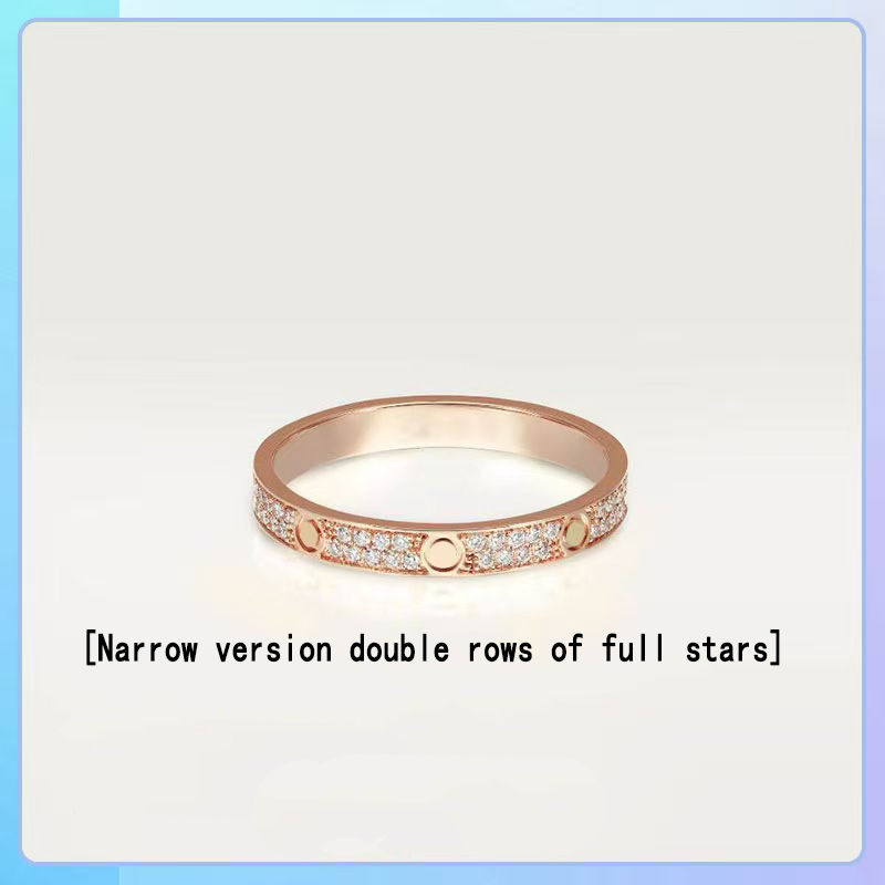 Ring designer ring steel love ring mens and womens rose gold fashion jewelry couple promise Never fade wedding rings with box size 6-10