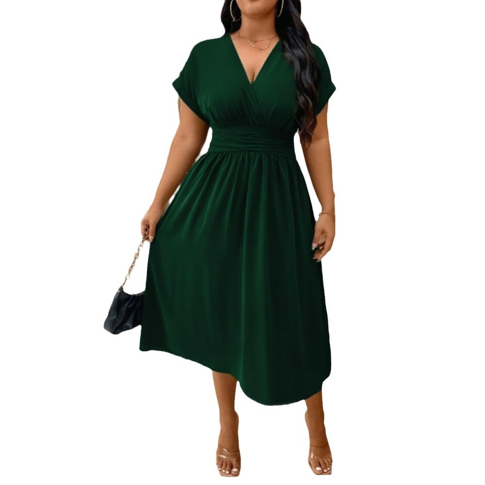 Large Size Womens Elegant Dress 2025 Spring/summer New Fashion Age Reducing Mid Length Skirt