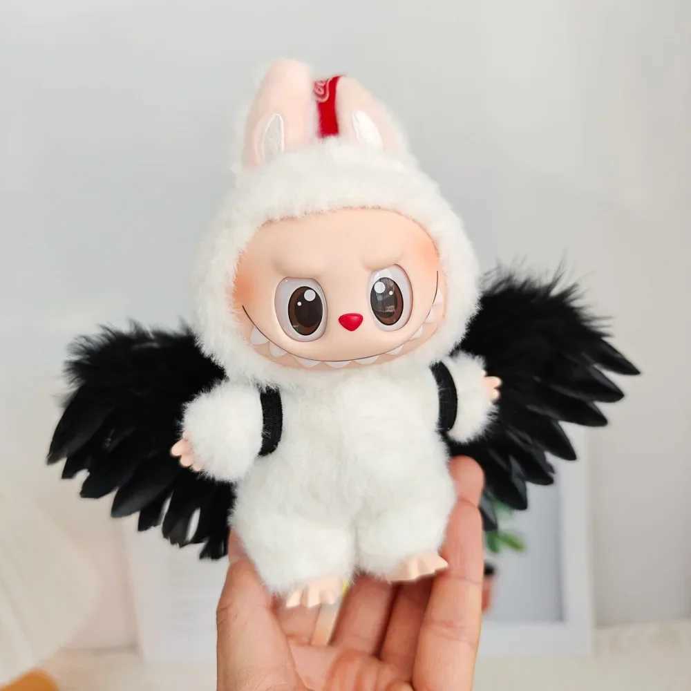 Labubu Black/White Wearable Feather Wings Dolls Clothes Outfit Accessories for 15-17cm DIY Mini Dolls Clothing Girl Gift Z250516