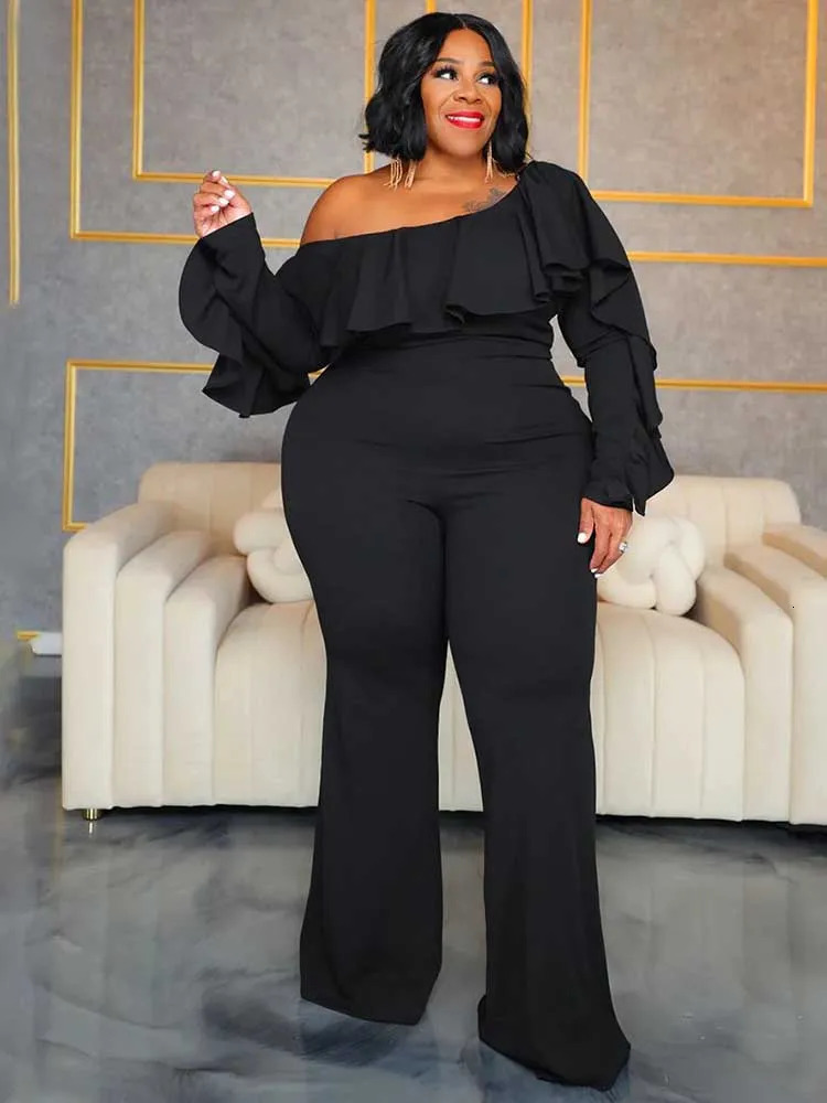 Elegant Woman Jumpsuit Autumn Slash Neck Jumpsuit Casual Woman Clothes One Piece Long Sleeve Jumpsuit Sexy Plus Size Looks 250515