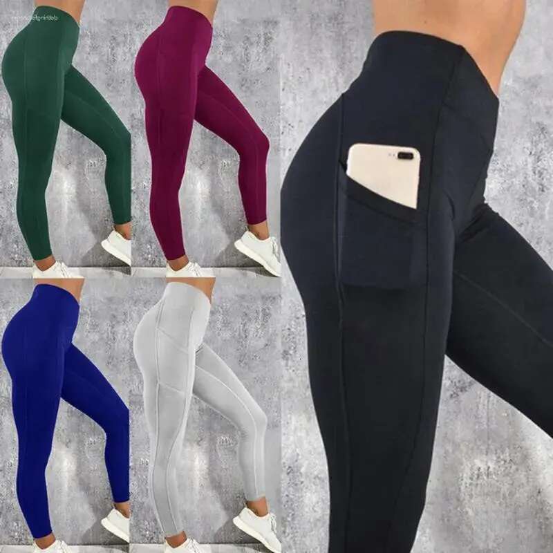 Women's Leggings Fiess 2023 Sports Yoga Running Pants Side Phone Pockets Womens Clothing Sexy Girl Women designer bag