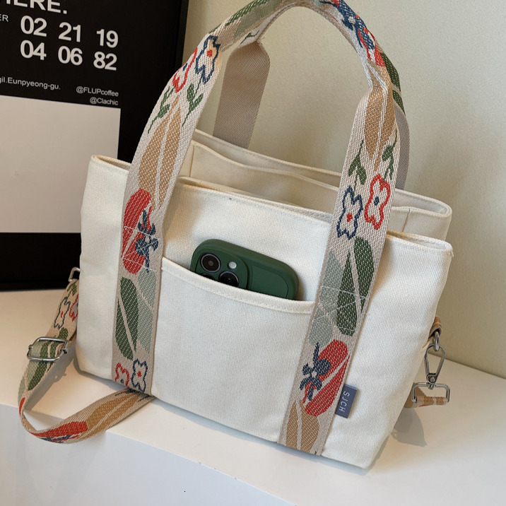 Designer Bag Canvas Hand-held Women's Bag 2025 New Fashion Casual Large Capacity Sturdy Zipper Shoulder Bag Small Fresh College Student Crossbody