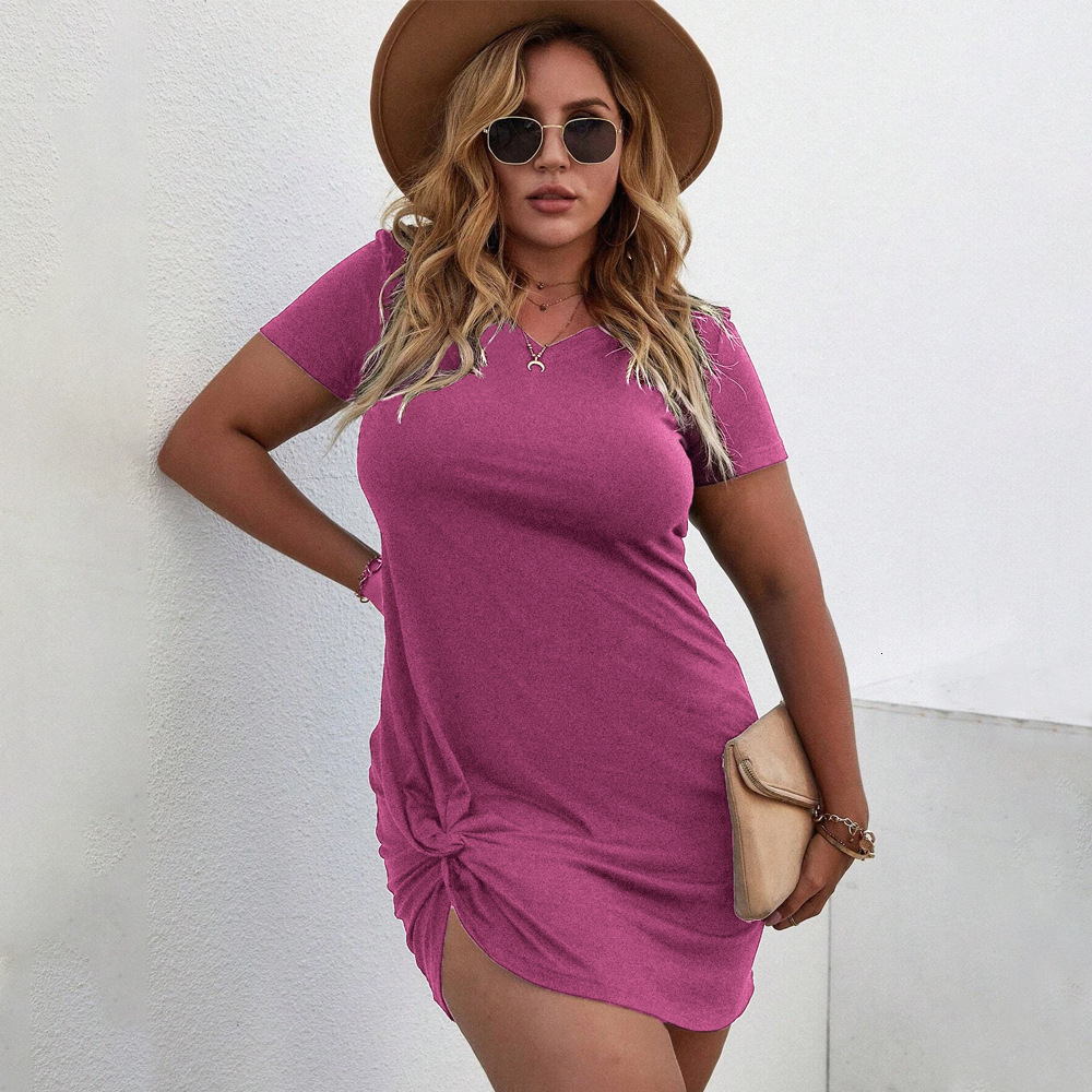 Spring New Slim Fit Hip Hugging Skirt Sexy Spicy Girl Pleated Tight Fitting Solid Color Short Sleeved Temperament Dress
