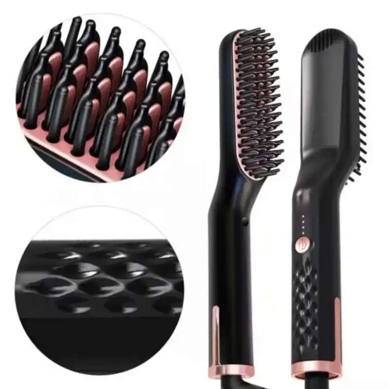 Men Straight Straightening Comb Anti-Scald Feature Portable Beard Brush Straightener for Man