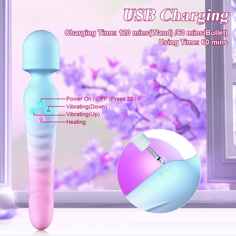 Heating Dildo Vibrator for Women Powerful AV Magic Wand Silicone Female Clitoris Stimulator Vagina Massager Adult Sex Toys 18 250515