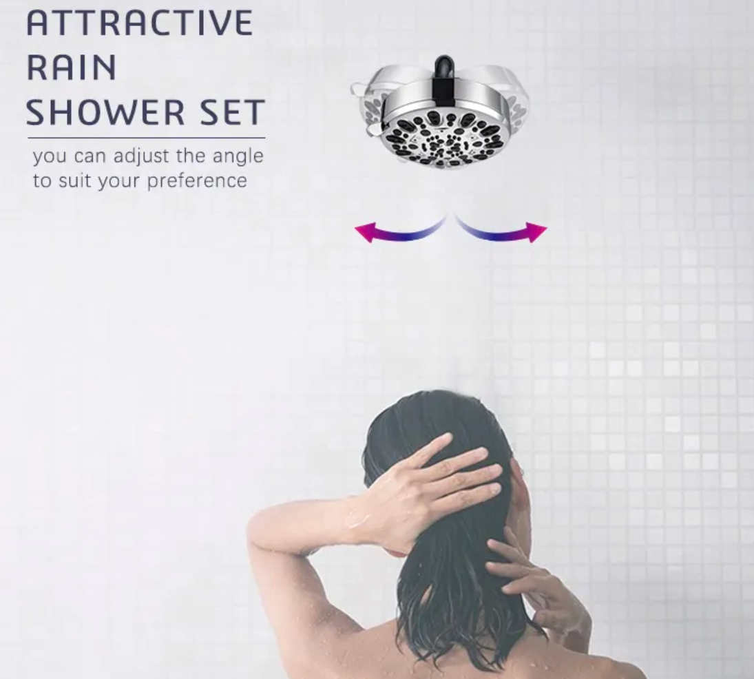 Multi-functional 5-inch Ceiling-Mounted Rainfall Shower Head with Eight Settings for Enhanced Bathing Experience