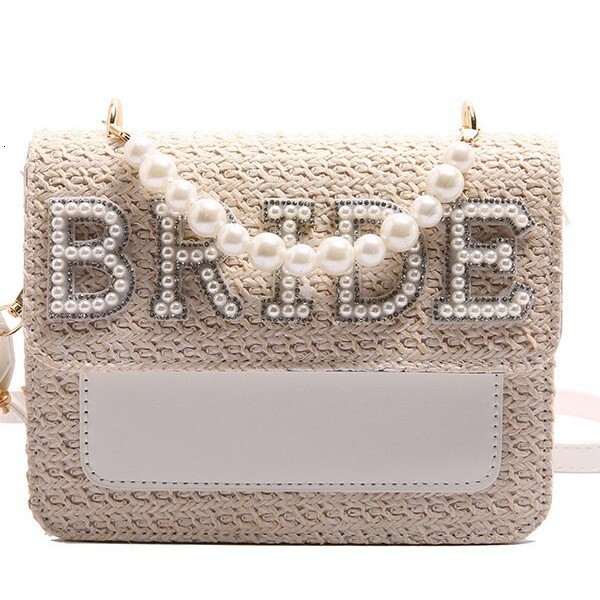 2025S Designer Letter Bridal Women Wallet Crossbody Wedding Gift Pearl Handbag Cover Woven Straw Bag