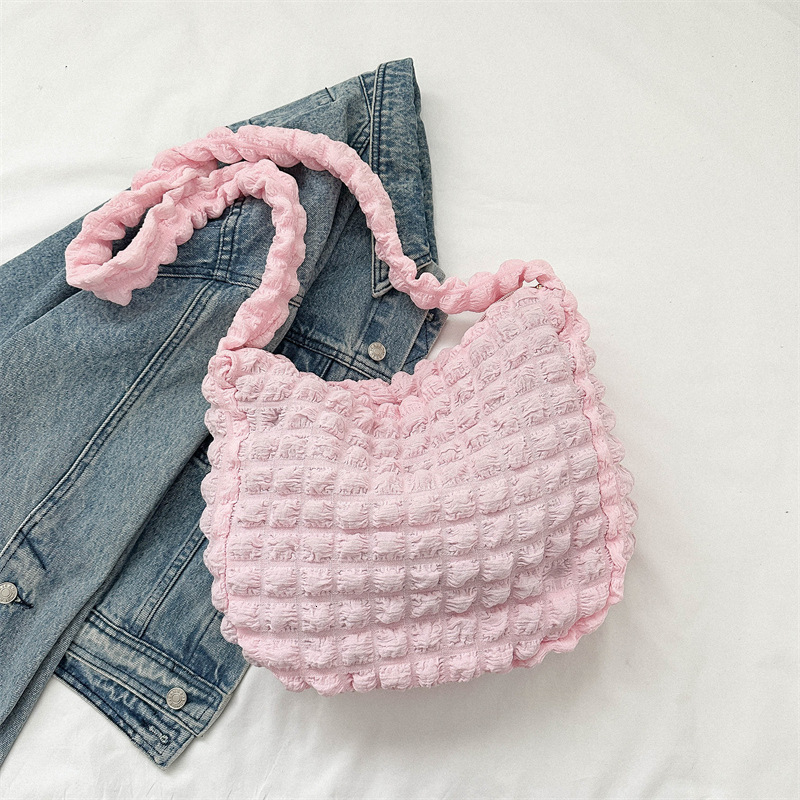 Free Delivery Designer Bag Internet Celebrity High End Crossbody Bubble Gauze Single Shoulder Armpit Autumn Large Capacity Casual Women's Luxury 