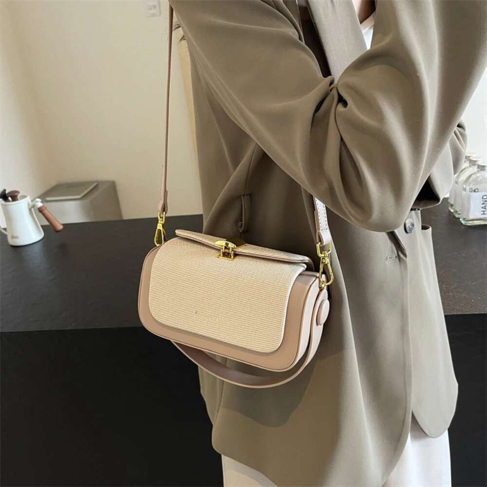 Women Trendy Square Crossbody Bag 2025 New Fashion Patchwork Ligh Buckle Single Shoulder Bags Delicate Commute Handbags