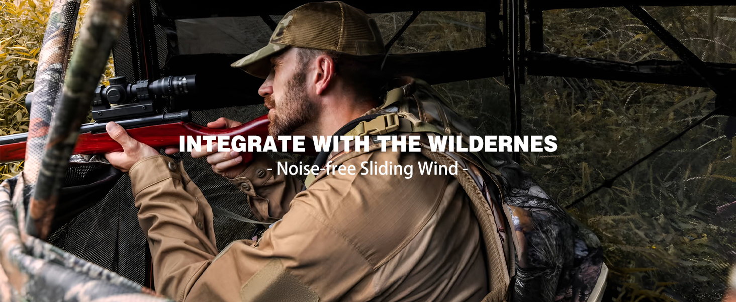 Hunting Blind, 270° See Through Ground Blind, 1-2 Person Pop Up Deer Blind for Hunting with Carrying Bag, Portable Resilient