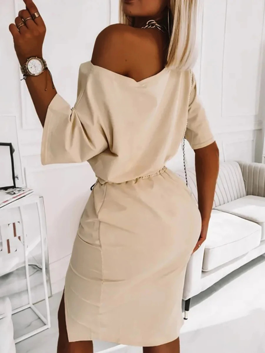 LW Plus Size Two Piece Good Viber One Shoulder Letter Print Set Crop TopHigh Split Skirt Elegant Matching Outfits For Women 250515
