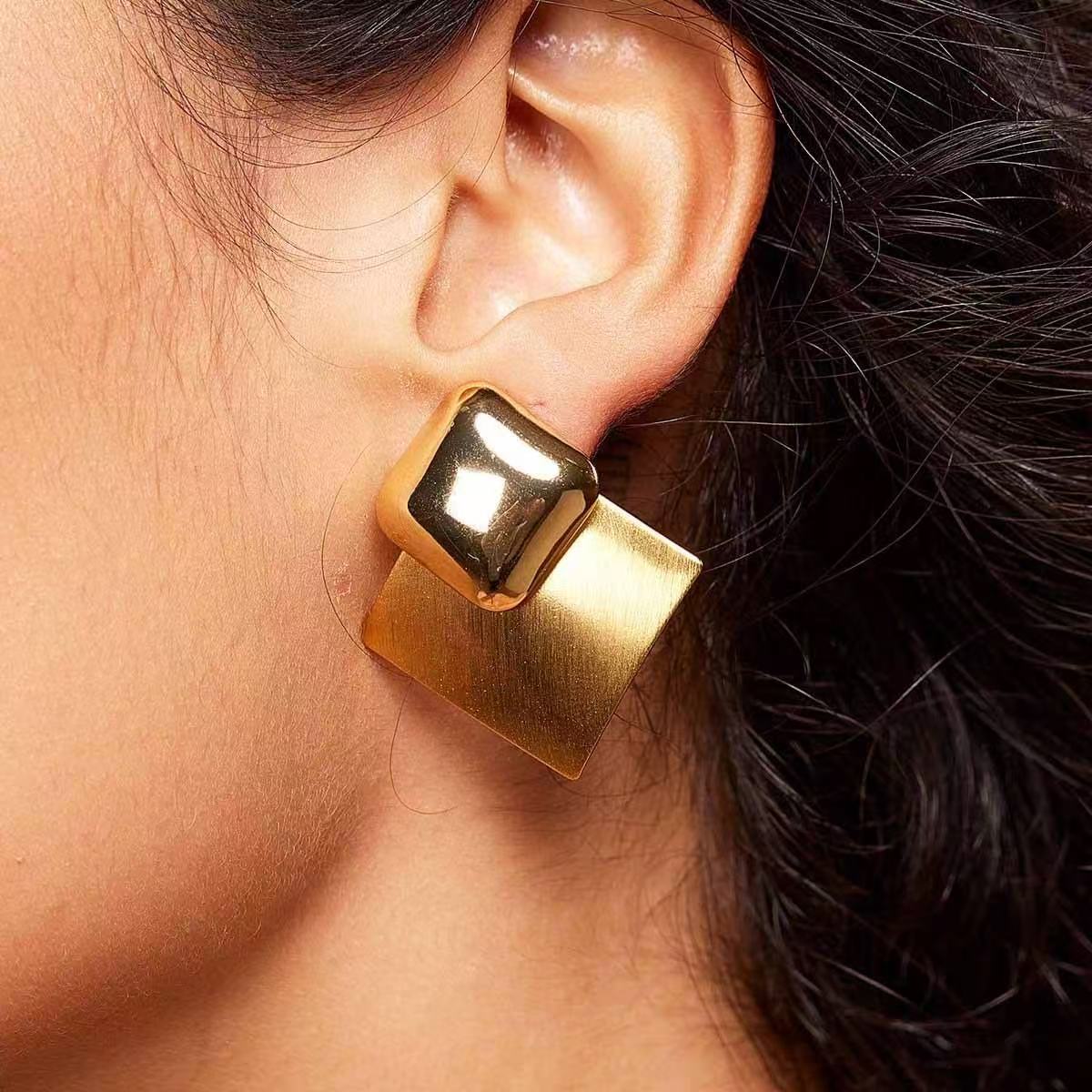 Designer Classic Letter 18K Gold Plated Cubic Zirconia Letter Stud Earrings Simulated Diamond Letter Earrings Multi Colours for Men's and Women's Couple's