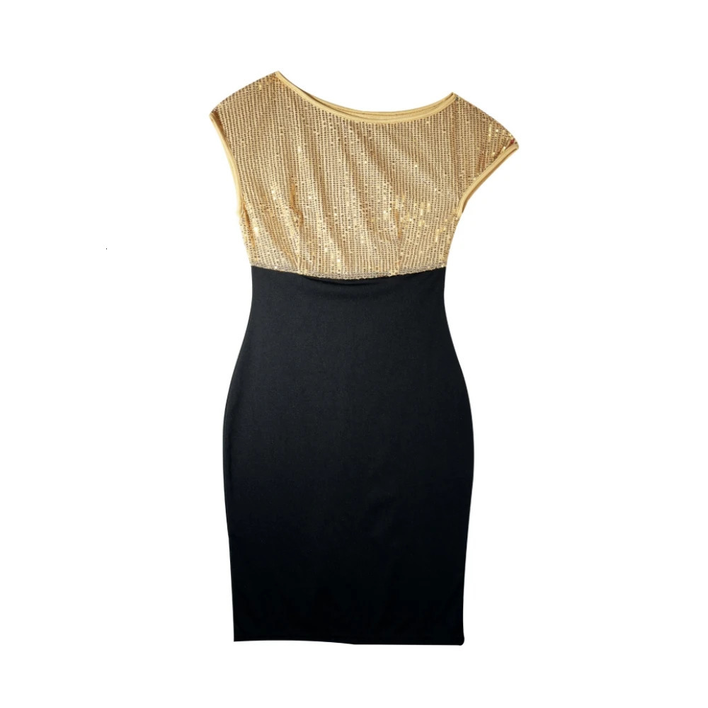 Plus Size Womens Short Sleeve Asymmetric Neckline Dress Sequin Decoration Solid Color Knitted Fabric Suitable for All Seasons 250515