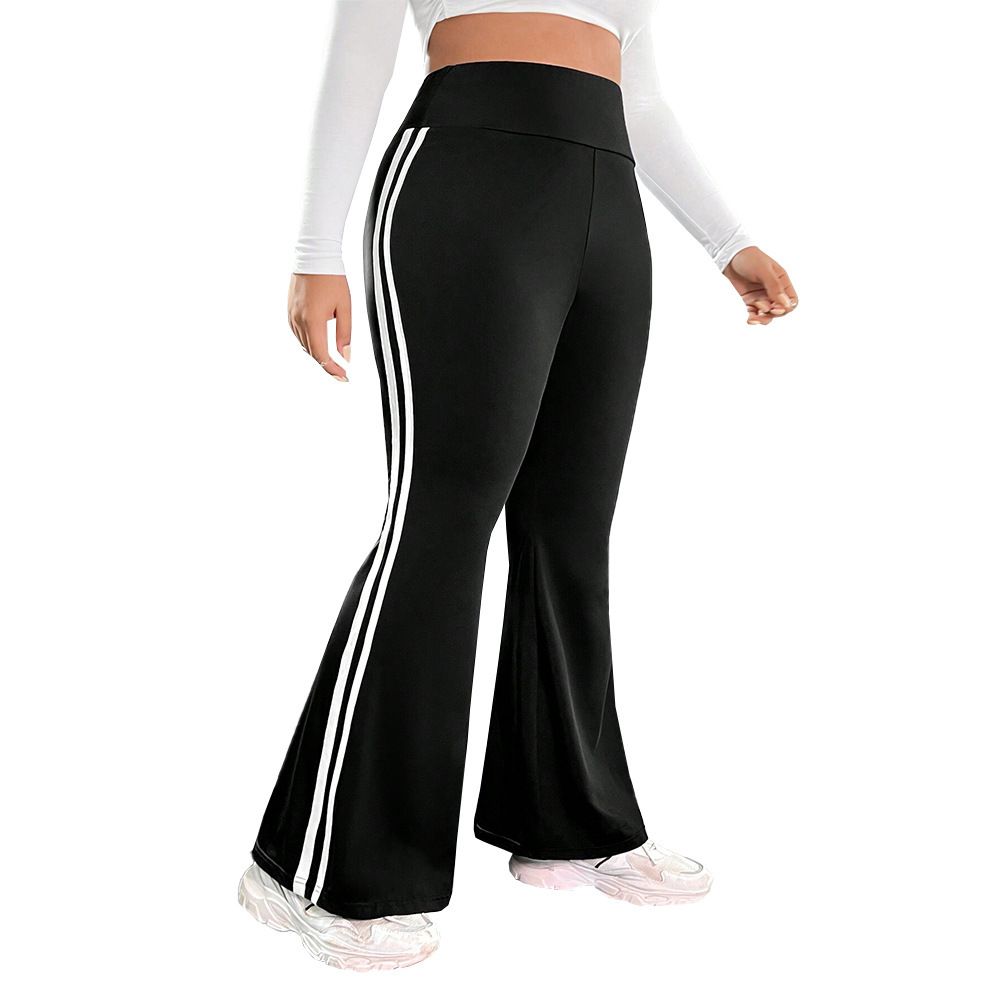Plus Size Womens Fashion Trend Casual Pants for Autumn and Winter Simple Contrasting Color Slightly Flared Wide Leg Pants