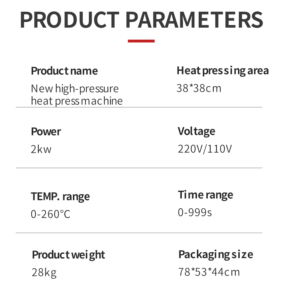 Semi-Automatic Heat Press Machine for T-Shirts - Size: 38x38 Inches