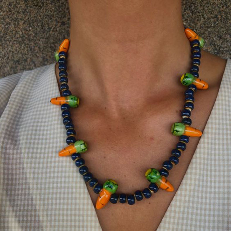 Colorful Glazed Fish Pendant Necklace Glass Beads Necklace Cute Marine Animal Jewelry Summer Gift Womens Fashion Necklace 250115