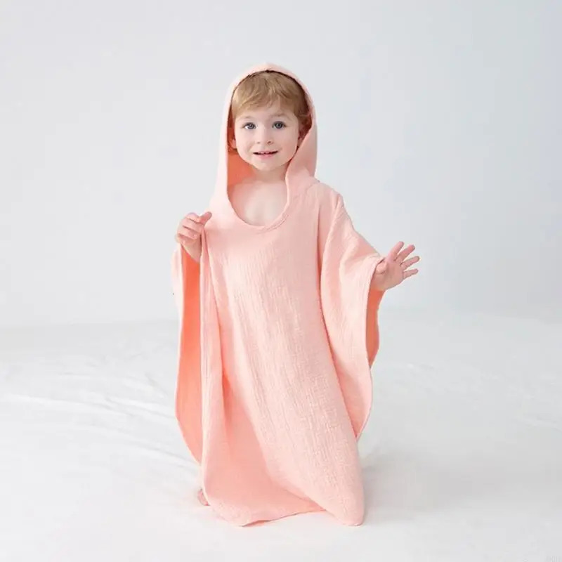 4XFE Summer Baby Long Hooded Cape Kids Dress Sleeveless Loose Cloak Poncho Outwear Blouse Beach Swimwear Cover Ups 250516