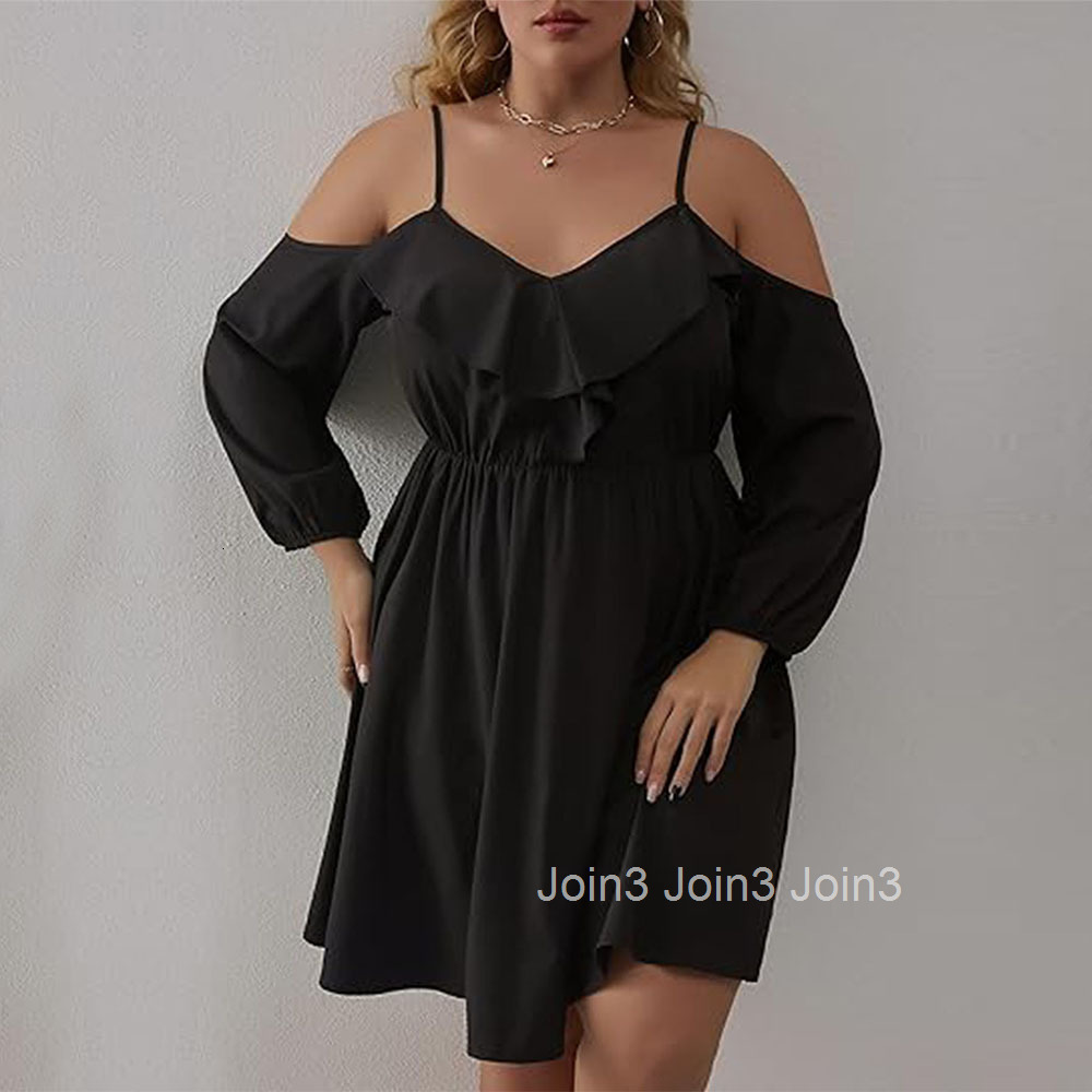 Plus Size Womens Sexy Commuting Dress Autumn and Winter New Collection Waist Cinching Slimming Mid Length Skirt