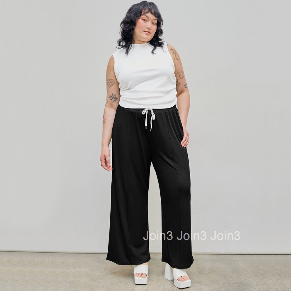 Large Size Womens Clothing New Autumn and Winter Elastic Waist Casual Versatile Commuting Drawstring High Waist Straight Leg Pants