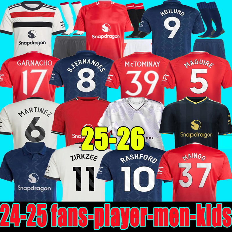 24 25 26 MAINOO ZIRKZEE soccer jersey B. FERNANDES GARNACHO HOJLUN 2025 MOUNT MAZRAOUI UGARTE AMAD YORO DALOT football kit shirt men kids set uniform 16-4XL