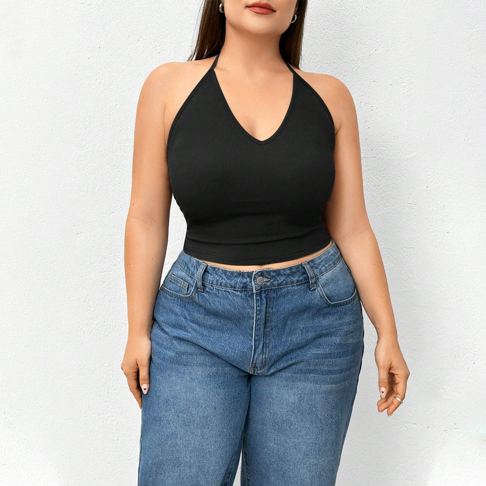 Oversized Womens Clothing with a Base Layer a Hanging Neck Camisole a Tank Top and a Spicy Knit Top Worn Outside