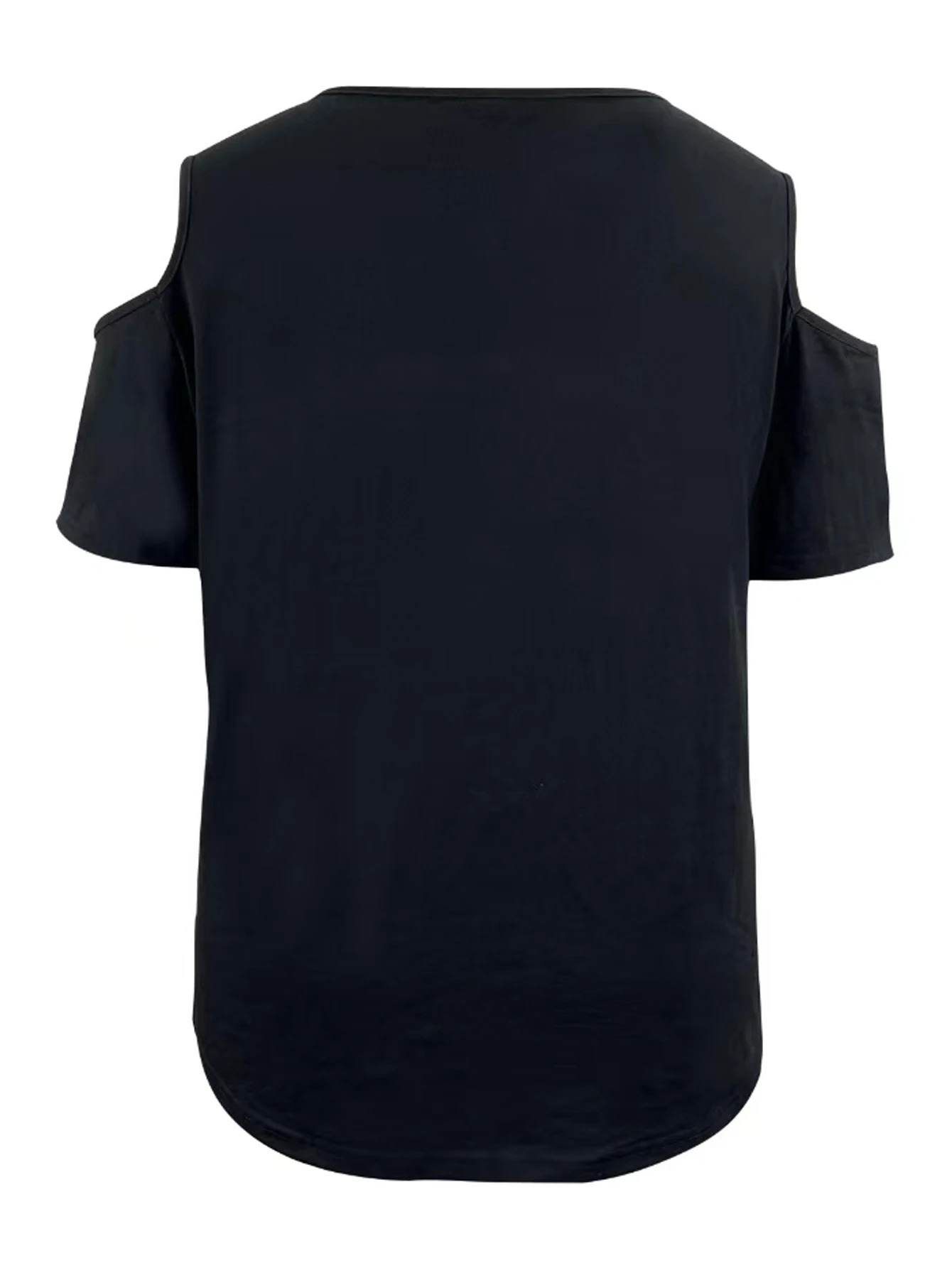 Plus Size 2024 Summer Womens Short sleeved Sexy Off Shoulder Vneck Basic Solid Color Tshirt Top 250514