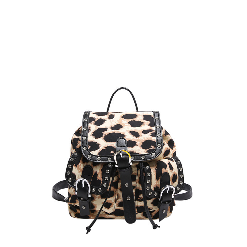 2025S designer leopard print fashion trend large capacity handbag shoulder bag women autumn and winter new style personalized niche backpack