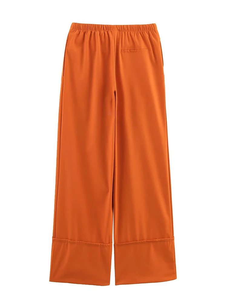 ZAJIA 2025 womens wear European and American French fashion linen n wideleg midwaist casual pants 250506