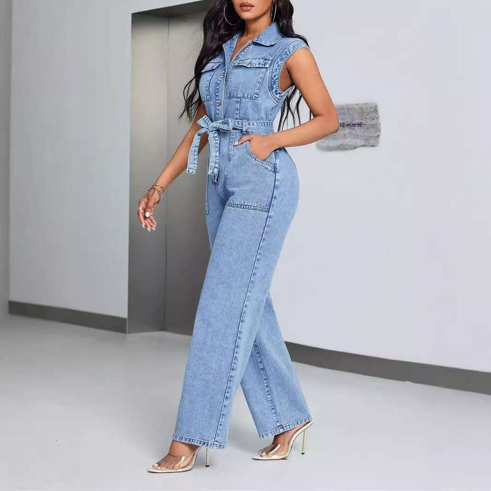 Wide Leg Jumpsuit Fashion Cowboy Women S Sleeveless Casual Jumpsuit Pants Jeans