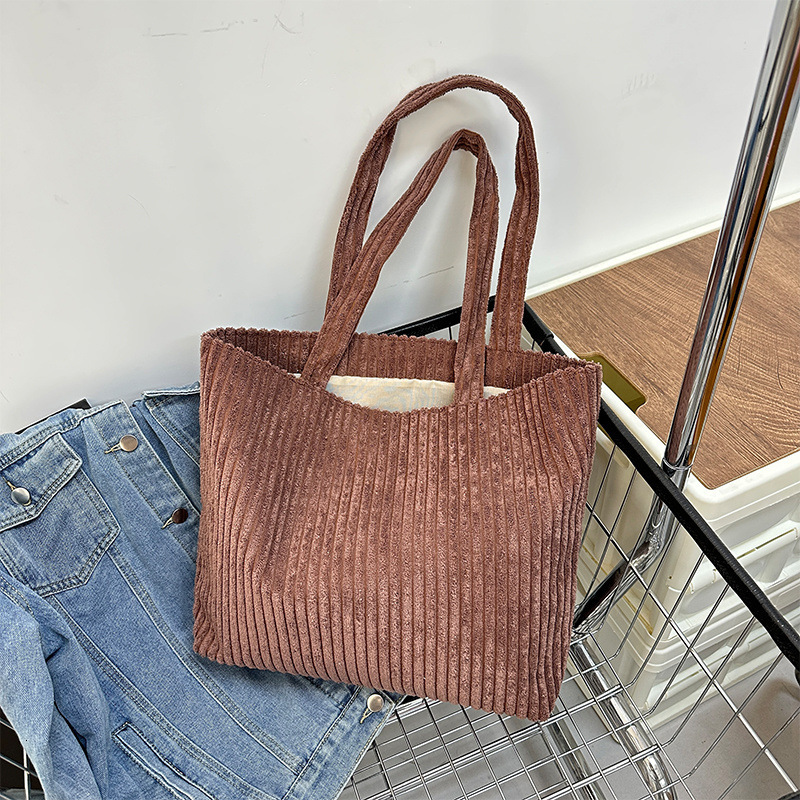 2025S Designer Spring/Summer New Collection Japanese and Korean Large Capacity Shoulder Corduroy Commuter Simple Leisure Tote Women Bag