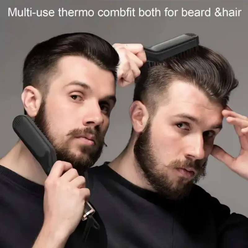 Men Straight Straightening Comb Anti-Scald Feature Portable Beard Brush Straightener for Man