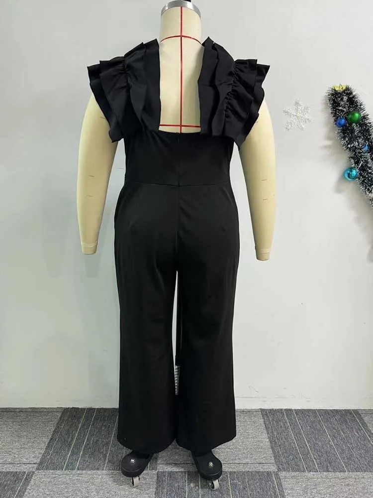 Women Elegant Long Jumpsuits One Piece Outfits Female Jumpsuit Solid Backless Streetwear Zipper Plus Size Summer Jumpsuit Pant 250515