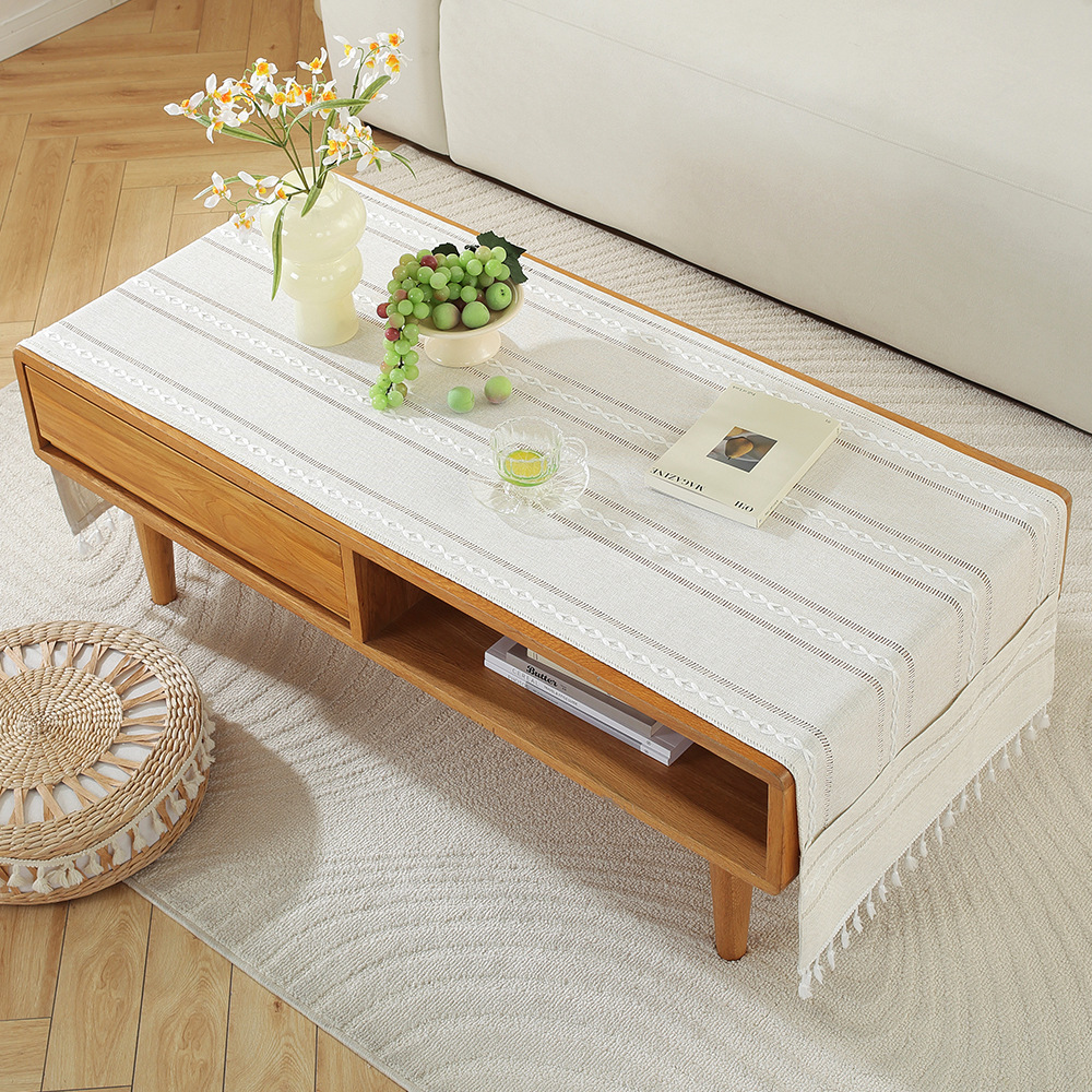 A750 Nordic home modern simple cotton and linen storage cover cloth rectangular tablecloth living room TV cabinet coffee table cover towel spot