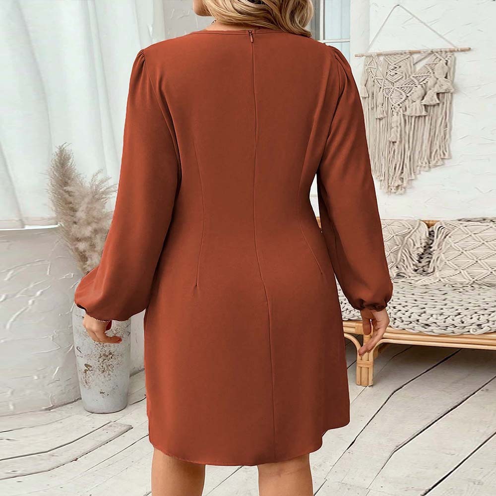 Large Size Womens French Elegant Style Dress Autumn and Winter Ladylike Intellectual Temperament Short Skirt