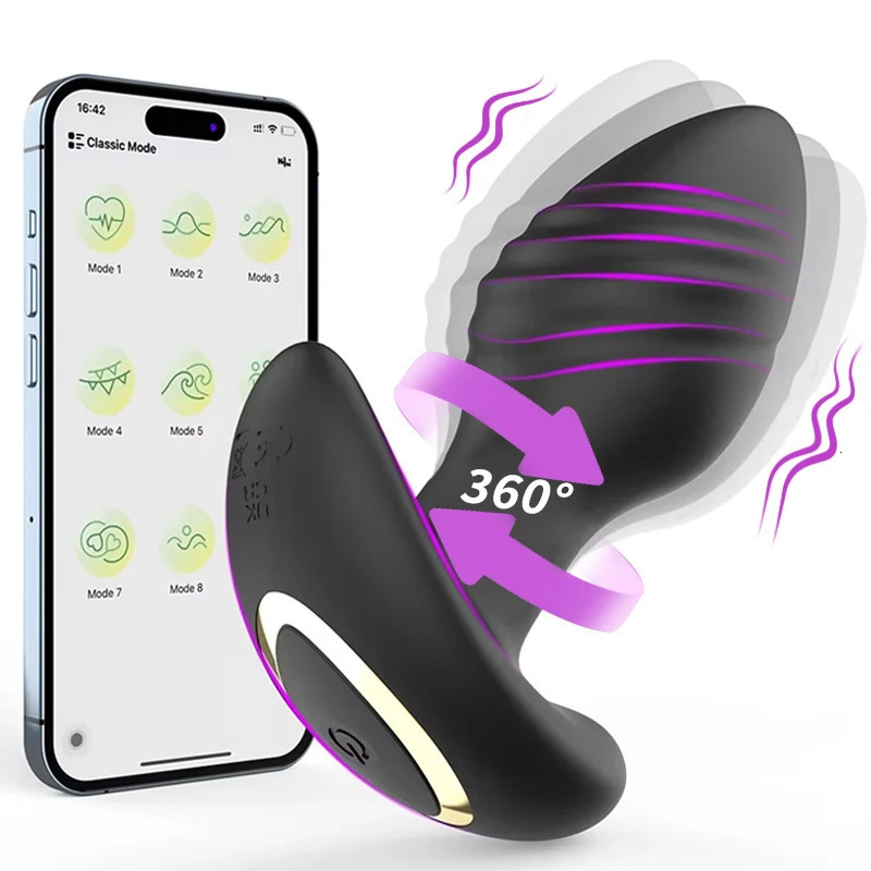 360 Remote Control Rotating Plugue Anal Vibrador Dildo Silicone Prostate Massager Anal Butt Plug Dilator Sex Toys For Women Men 250515