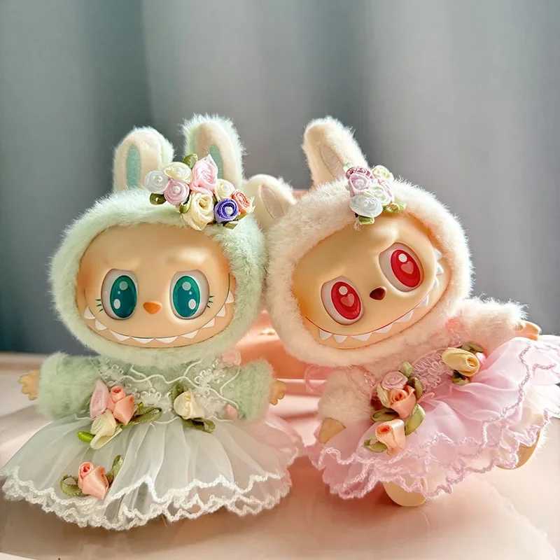 17cm Labubu Monster Plush Doll Outfit Accessories Kit DIY Clothing Set with Hairpin Wedding Dress in Pink White for Kids Gift Z250516