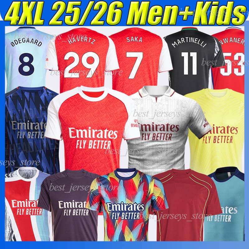 4XL 2025 HAVERTZ arsen soccer jerseys 24/25/26 SAKA NWANERI MERINO TROSSARD G.JESUS RICE ODEGAARD GABRIEL THOMAS CALAFIORI SALIBA football shirt men kids kits set