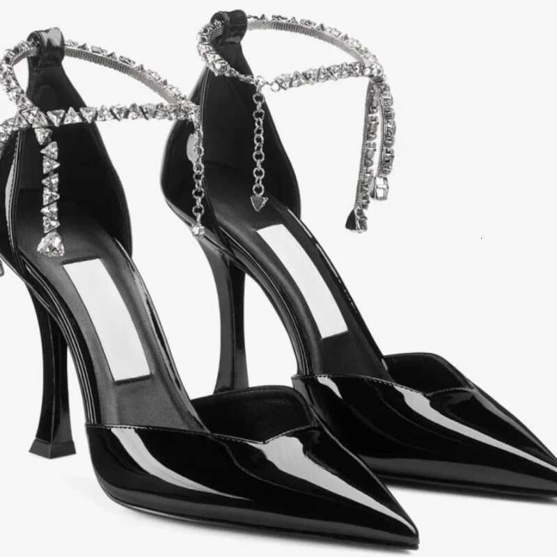 2025 New Fashion Sandals Women's Dia Chain Pointed High Heels Sexy Stiletto Shoes