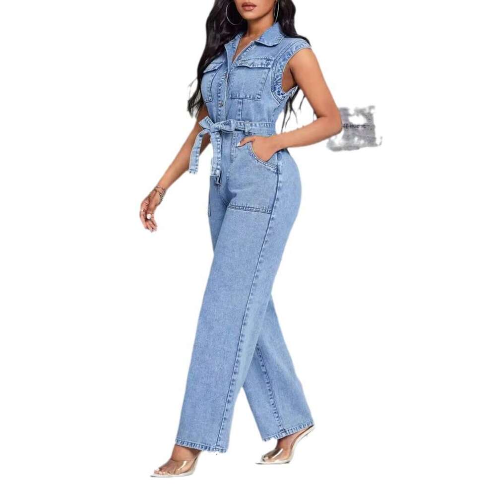 Wide Leg Jumpsuit Fashion Cowboy Women S Sleeveless Casual Jumpsuit Pants Jeans
