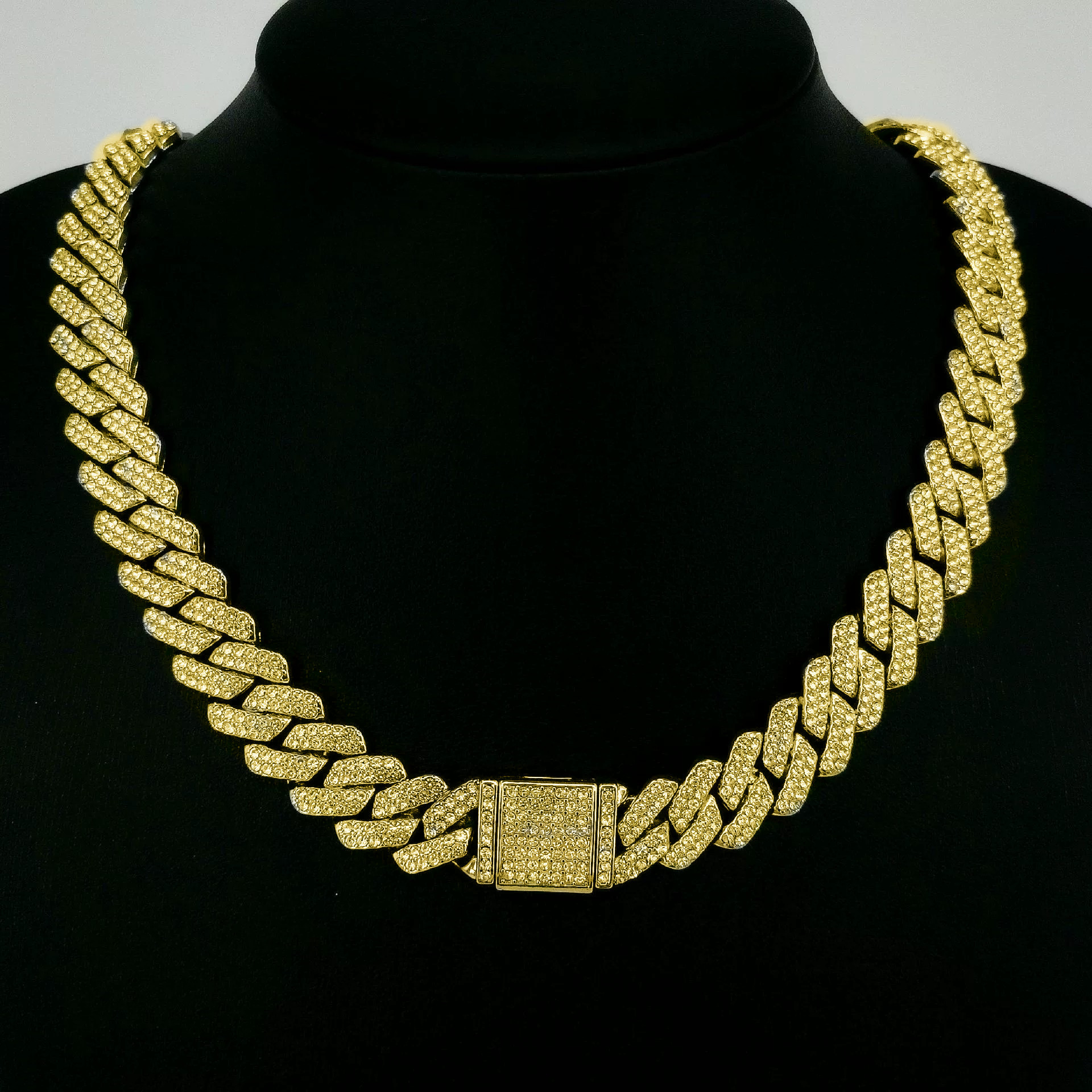 High-Quality 14mm Full Diamond Cuban Link Necklace for Men - Hip Hop Style Chain - Wholesale Cross-border Fashion Jewelry