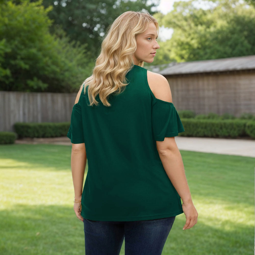 Womens Clothing 2025 Spring/summer New Elegant Style T-shirt Cross Hanging Neck Off Shoulder Top
