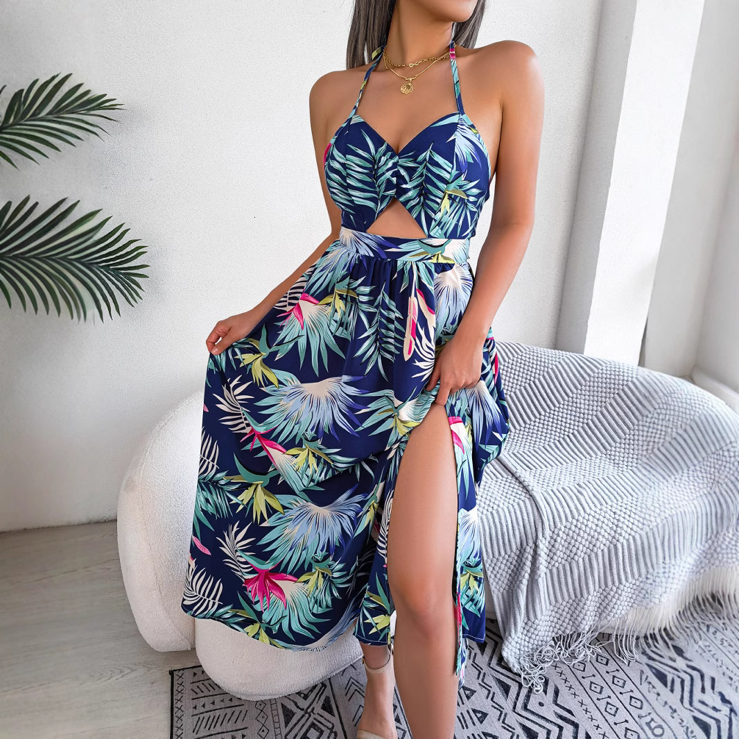 2025 Spring/Summer Flower Sleeveless Hollow Strap Skirt Resort Beach Skirt Womens Wear C19041001