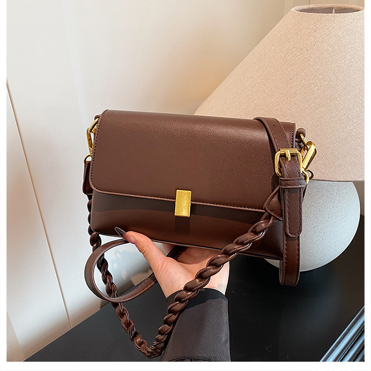 New women's small square bag, simple one shoulder multifunctional designer armpit bag, retro solid color, high-end feeling, diagonal cross small 