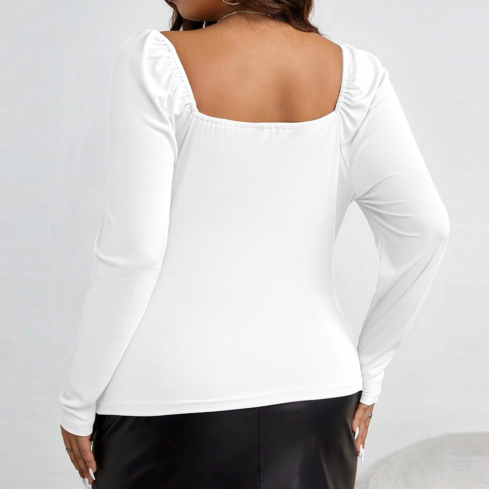 Large Size Womens Clothing Autumn and Winter New Item Chicken Heart Collar Slim Fit Sexy Knitted Long Sleeved T-shirt Top